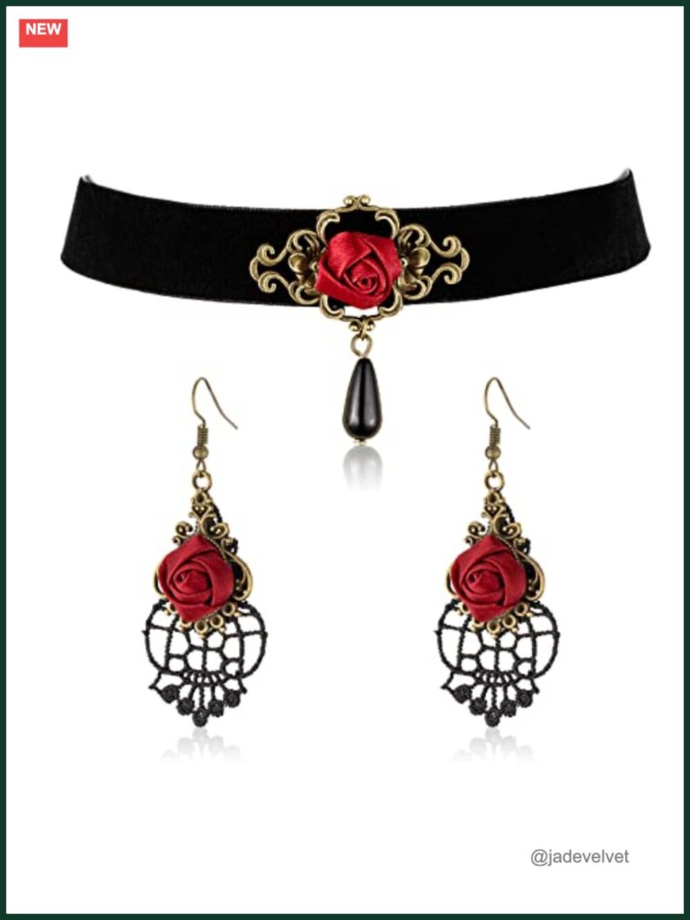 Gothic Jewelry Set Choker Necklace Earrings Gold Plated Alloy Halloween